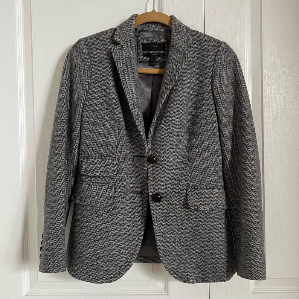 JCrew Grey wool herringbone Jacket